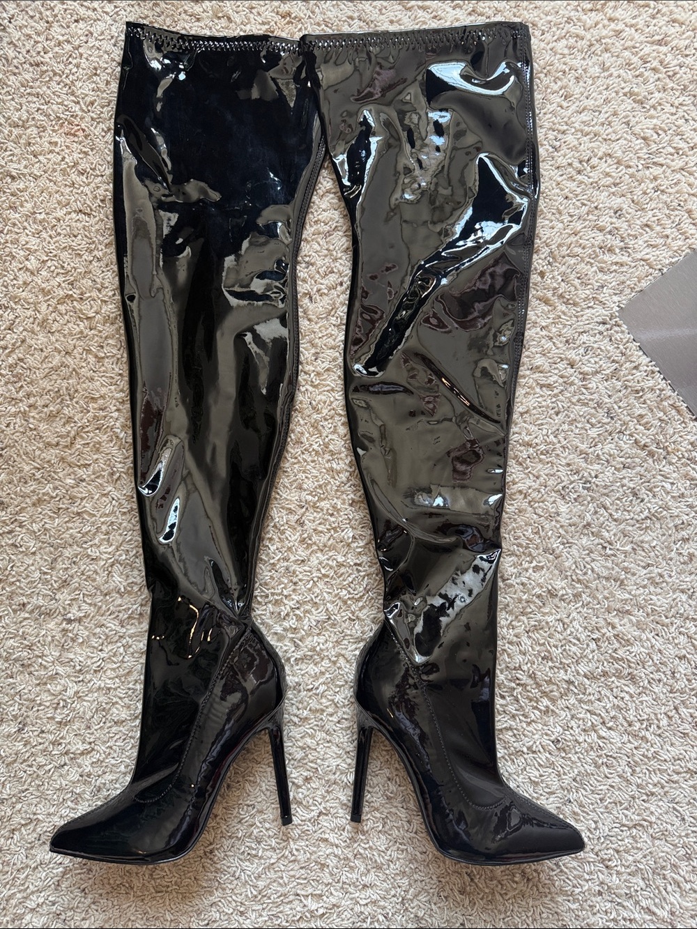 Liliana Black Patent Over-the-Knee Stiletto Boots